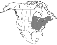 Range of Quercus rubra